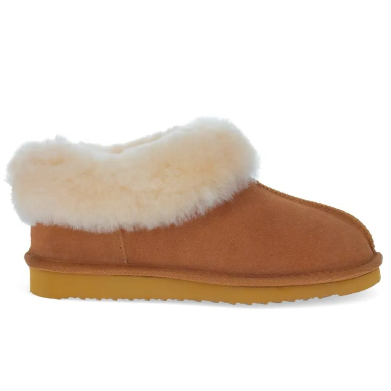 Fabiola Faux Fur Slippers - FABIOLA / 326 072 - Chestnut sold by Jones Bootmaker