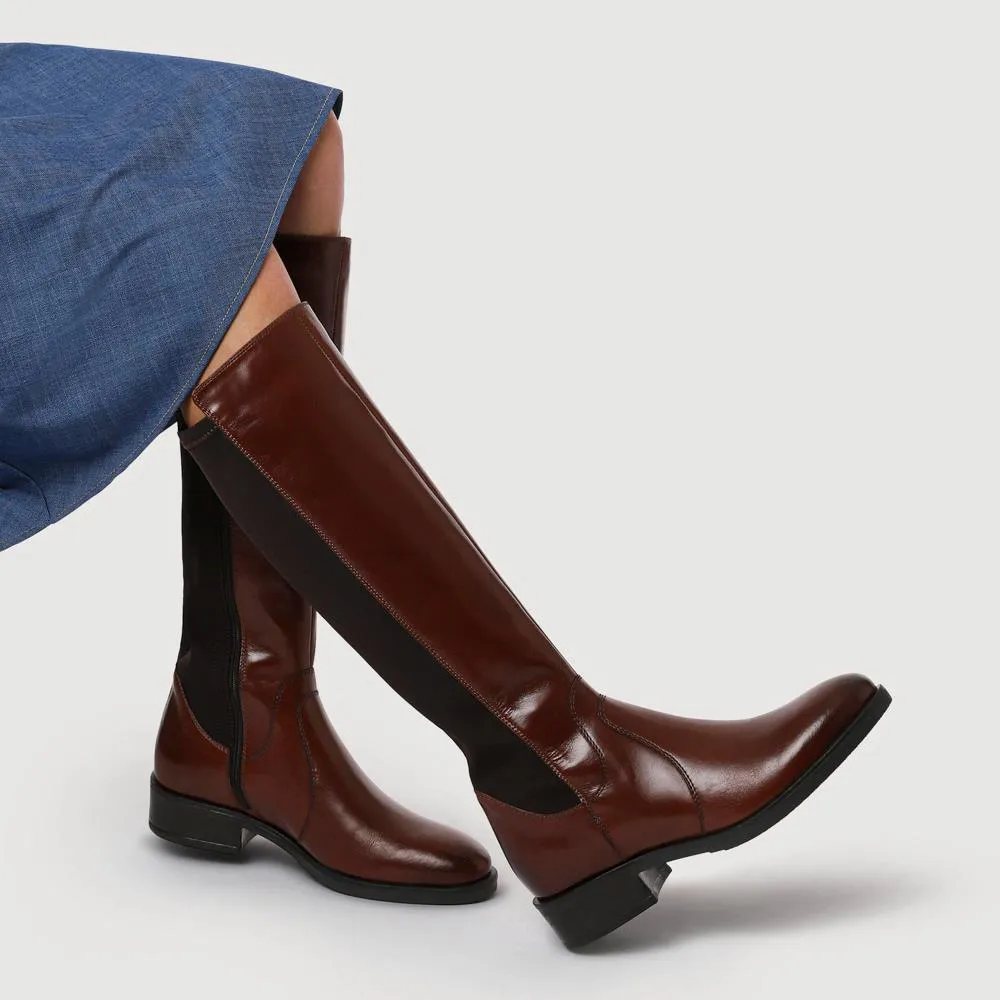 Ellisia Leather Stretch-Fit Long Boots - ELLISIA / 326 064 - Brown sold by Jones Bootmaker product image thumbnail 5