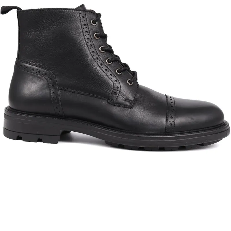 Guiseley Leather Lace-Up Boots - GUISELEY / 325 927 - Black sold by Jones Bootmaker