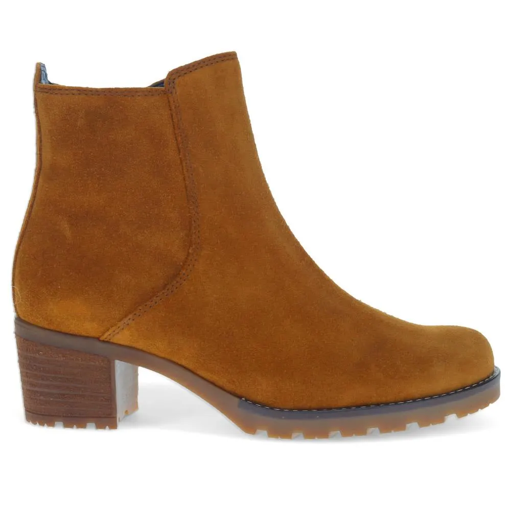 Delight Block-Heeled Ankle Boots - GAB40513 / 325 887 - Cognac Suede sold by Jones Bootmaker