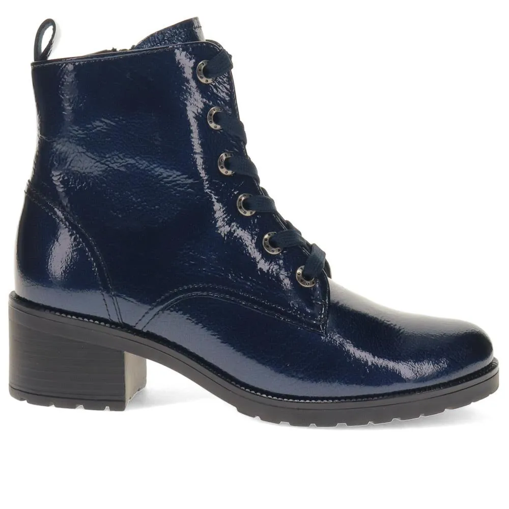 Joylon Block Heel Lace-Up Boots - GAB40510 / 325 884 - Navy sold by Jones Bootmaker