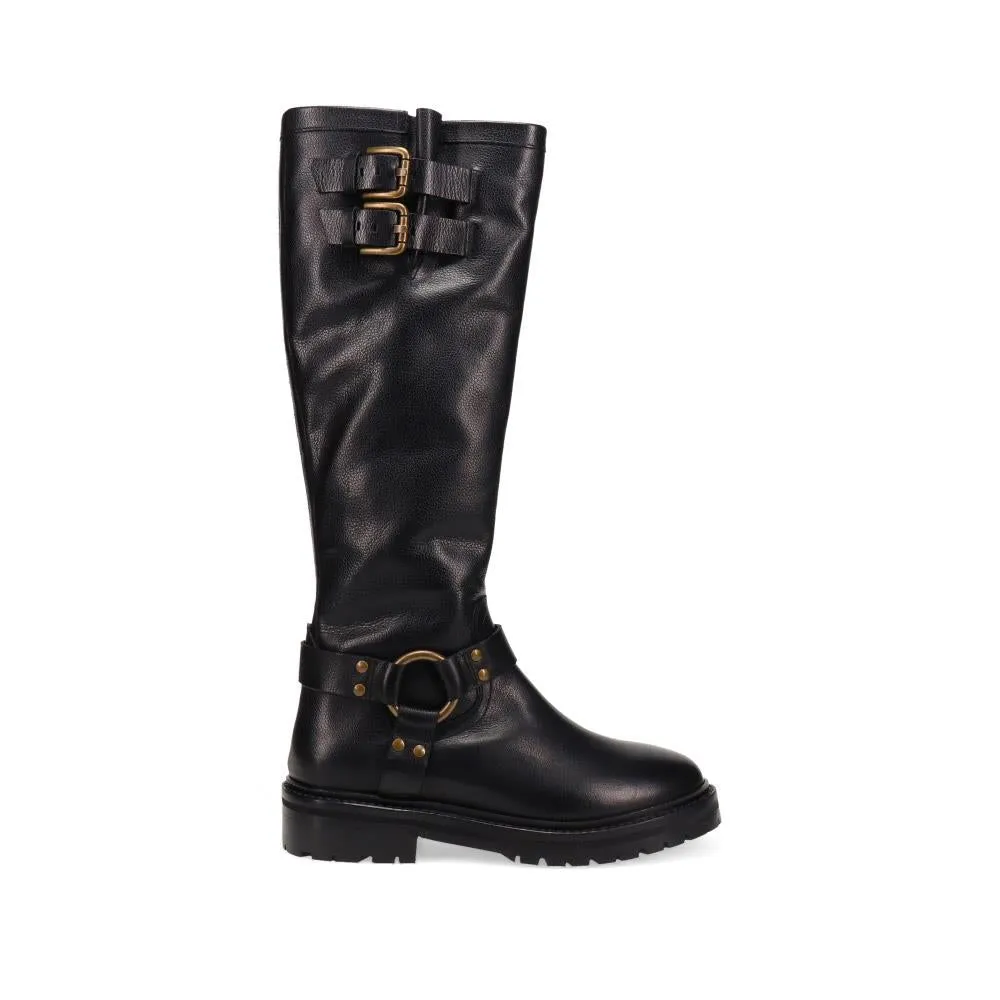 Elstree Casual Leather Long Boots - ELSTREE / 325 854 - Black sold by Jones Bootmaker