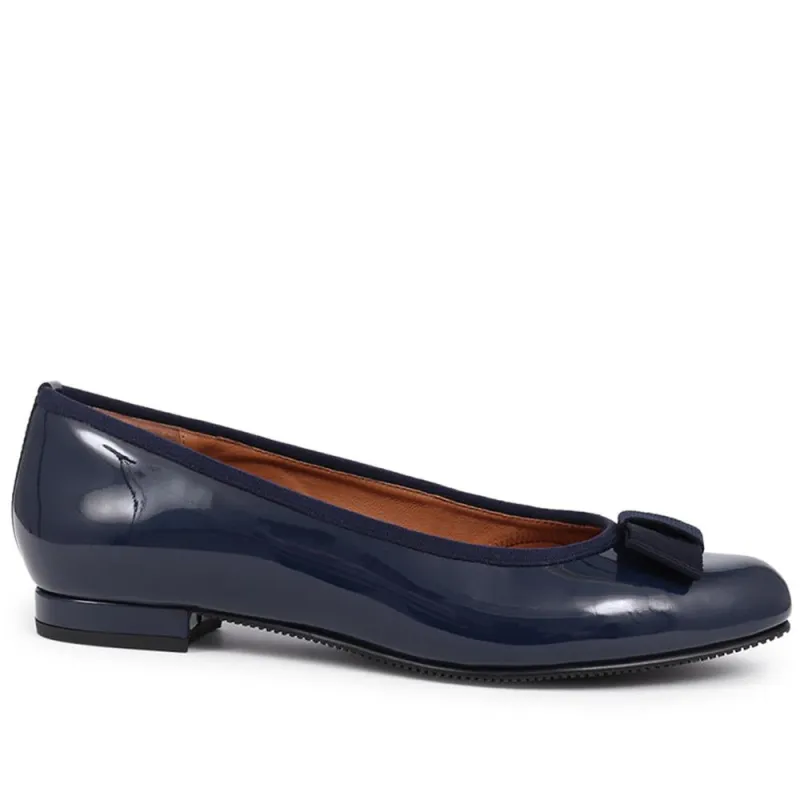 SoleilWide Leather Ballet Pumps - SOLEILWIDE / 325 773 - Navy Patent sold by Jones Bootmaker