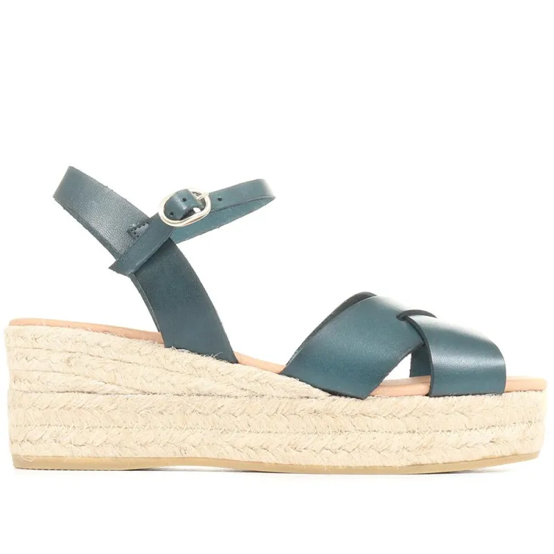 Alaina Leather Espadrille Wedges - ALAINA / 322 056 - Green sold by Jones Bootmaker