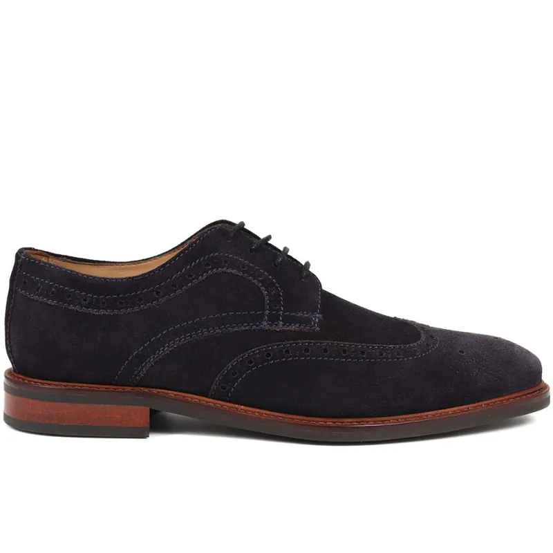 Longwood Suede Derby Brogues - LONGWOOD / 320 482 - Navy Suede sold by Jones Bootmaker