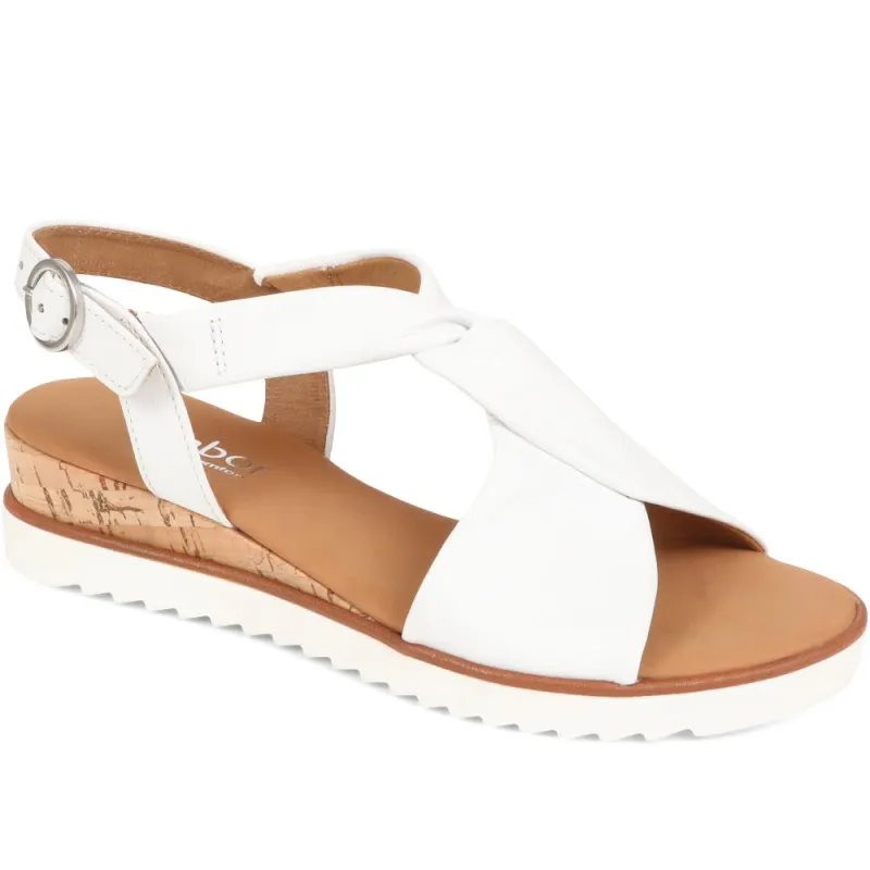 Rich Wide Fit Leather Twist-Front Sandals - GAB31514 / 317 898 - White sold by Jones Bootmaker