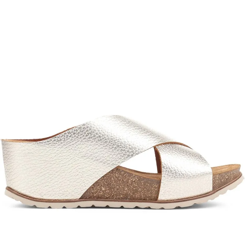 Tansy Leather Wedge Mule Sandals - TANSY / 323 675 - Gold sold by Jones Bootmaker