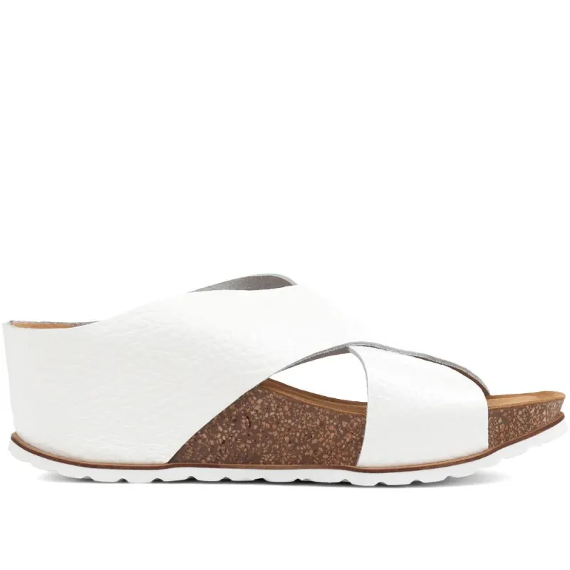Tansy Leather Wedge Mule Sandals - TANSY / 323 675 - White sold by Jones Bootmaker