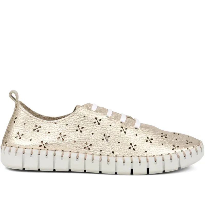 Tallulah Leather Lace-Up Shoes  - TALLULLAH / 325 507 - Gold sold by Jones Bootmaker