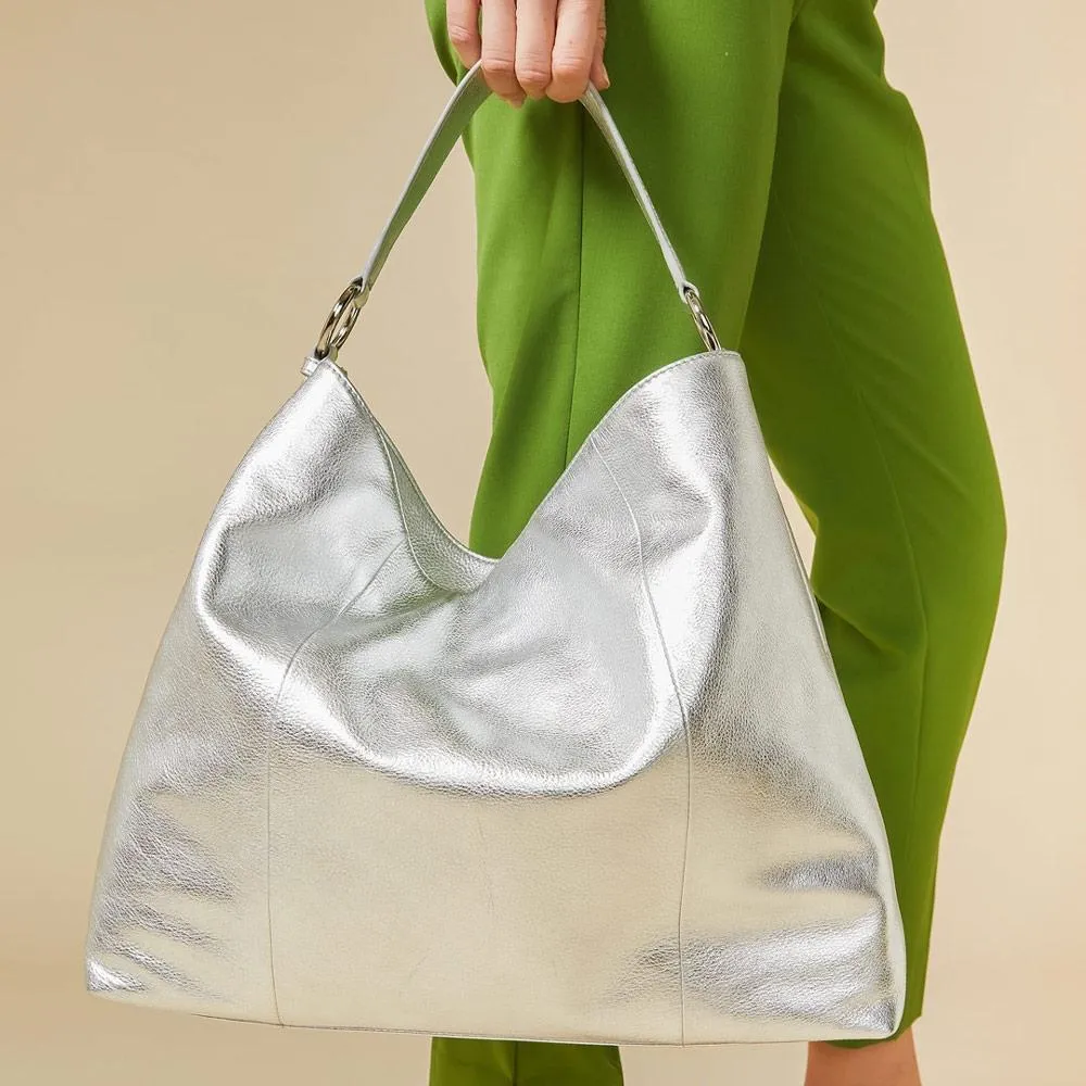 Violetta Leather Shoulder Bag - VIOLETTA / 325 463 - Silver sold by Jones Bootmaker product image thumbnail 3