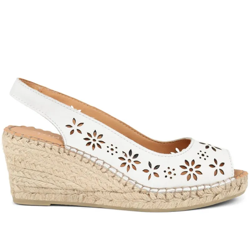 Reina Leather Espadrilles  - REINA / 325 460 - White sold by Jones Bootmaker