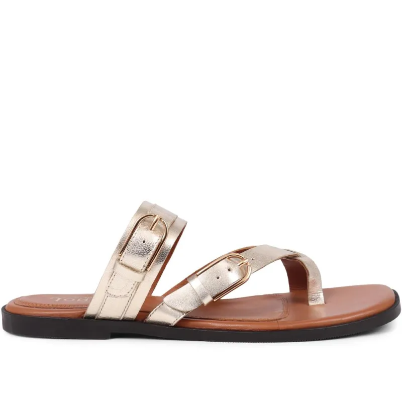 Glint Leather Toe Post Sandals  - GLINT / 325 350 - Gold sold by Jones Bootmaker