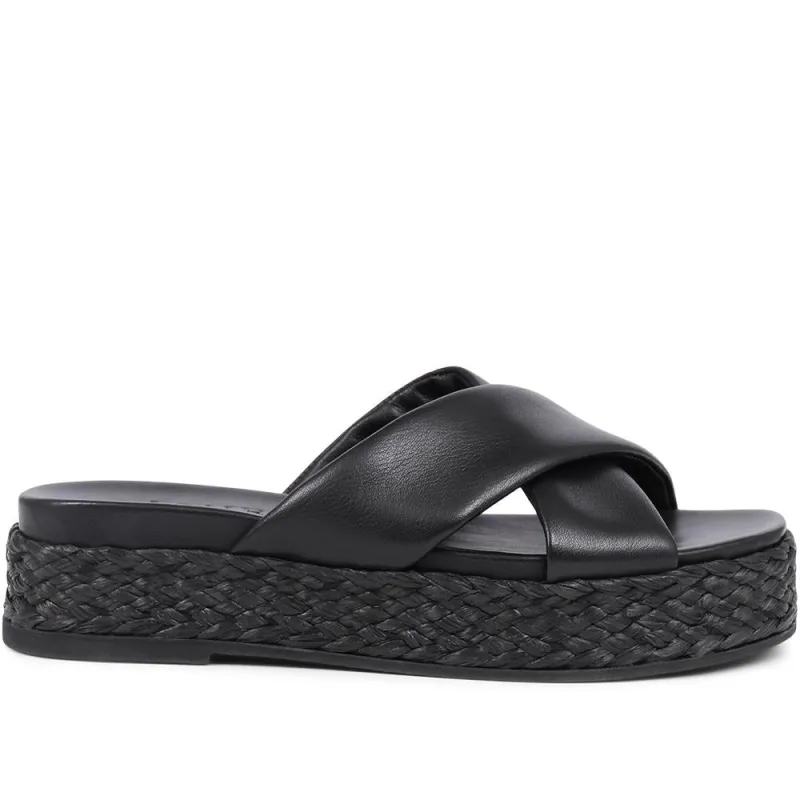 Glacier Leather Platform Sandals - GLACIER / 325 308 - Black sold by Jones Bootmaker