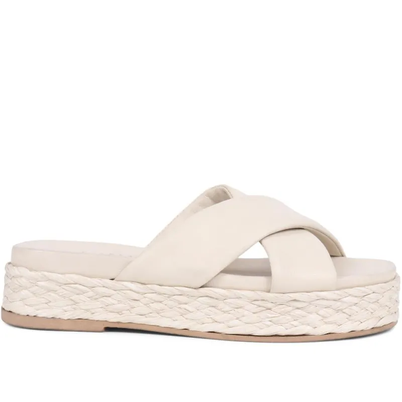 Glacier Leather Platform Sandals - GLACIER / 325 308 - Off White sold by Jones Bootmaker
