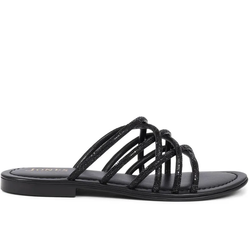 Hira Jewelled Leather Sandals  - HIRA / 325 182 - Black sold by Jones Bootmaker
