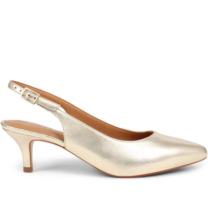 Zaria Slingback Heels  - ZARIA / 325 142 - Gold sold by Jones Bootmaker