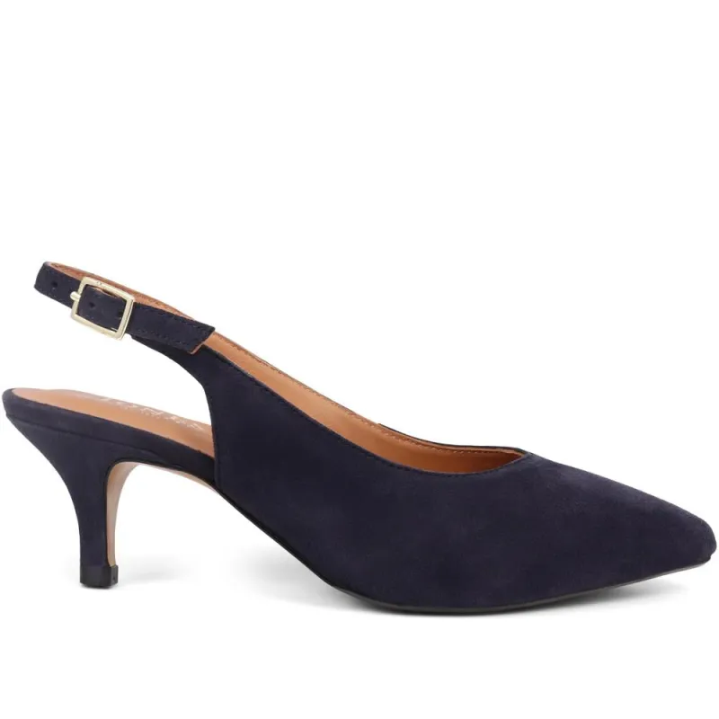 Zaria Slingback Heels  - ZARIA / 325 142 - Navy sold by Jones Bootmaker