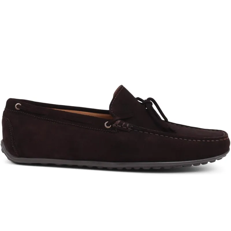 Plymouth Leather Moccasins - PLYMOUTH / 325 094 - Brown Suede sold by Jones Bootmaker