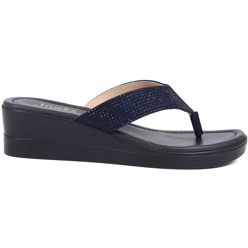 Gerrie Wedge Sandals  - GERRIE / 325 062 - Navy sold by Jones Bootmaker