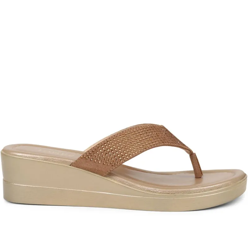 Gerrie Wedge Sandals  - GERRIE / 325 062 - Gold sold by Jones Bootmaker