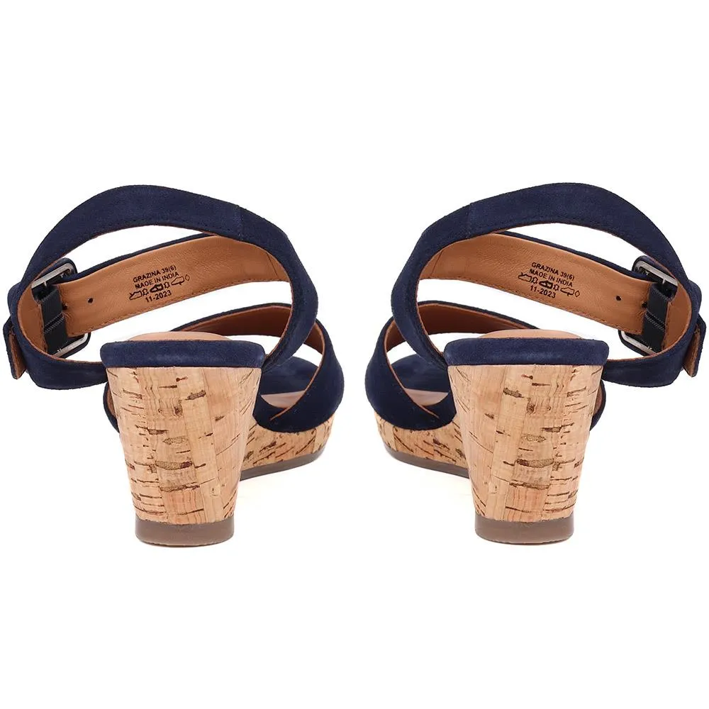 Grazina Leather Wedges - GRAZINA / 325 045 - Navy sold by Jones Bootmaker product image thumbnail 3