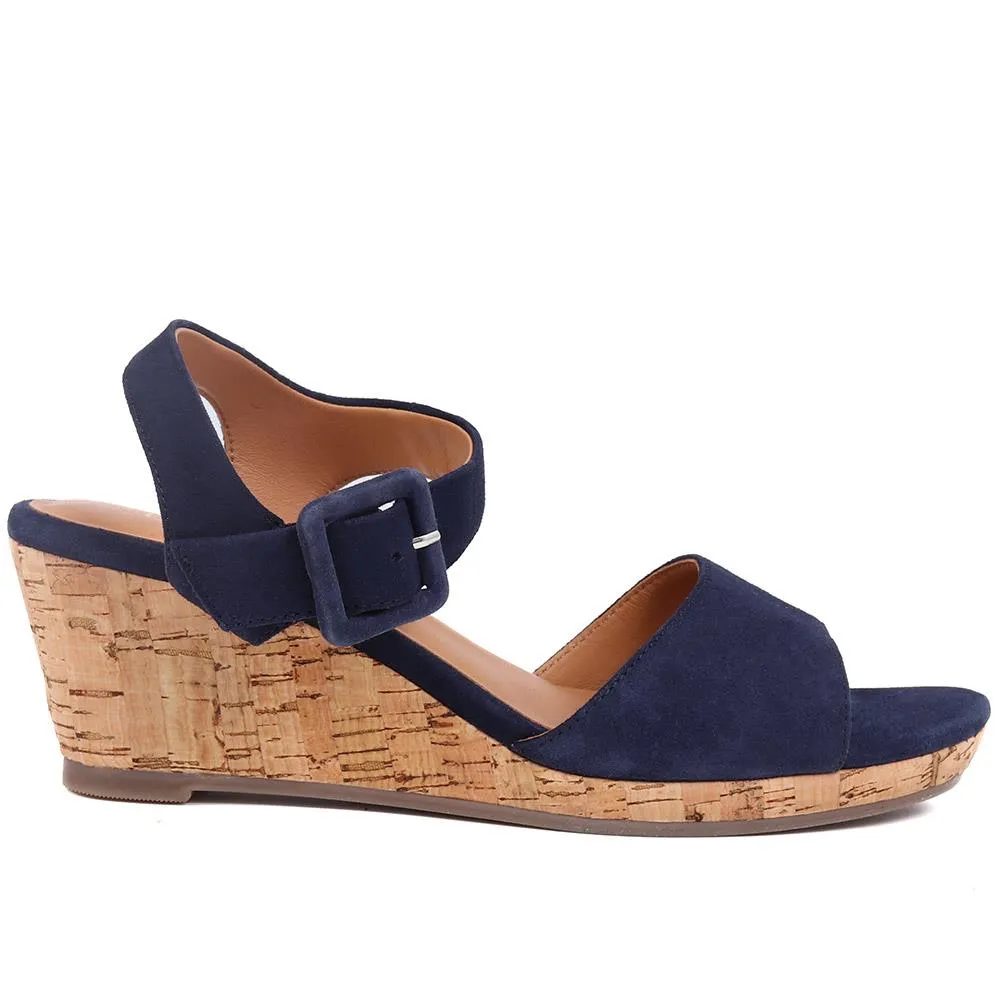 Grazina Leather Wedges - GRAZINA / 325 045 - Navy sold by Jones Bootmaker