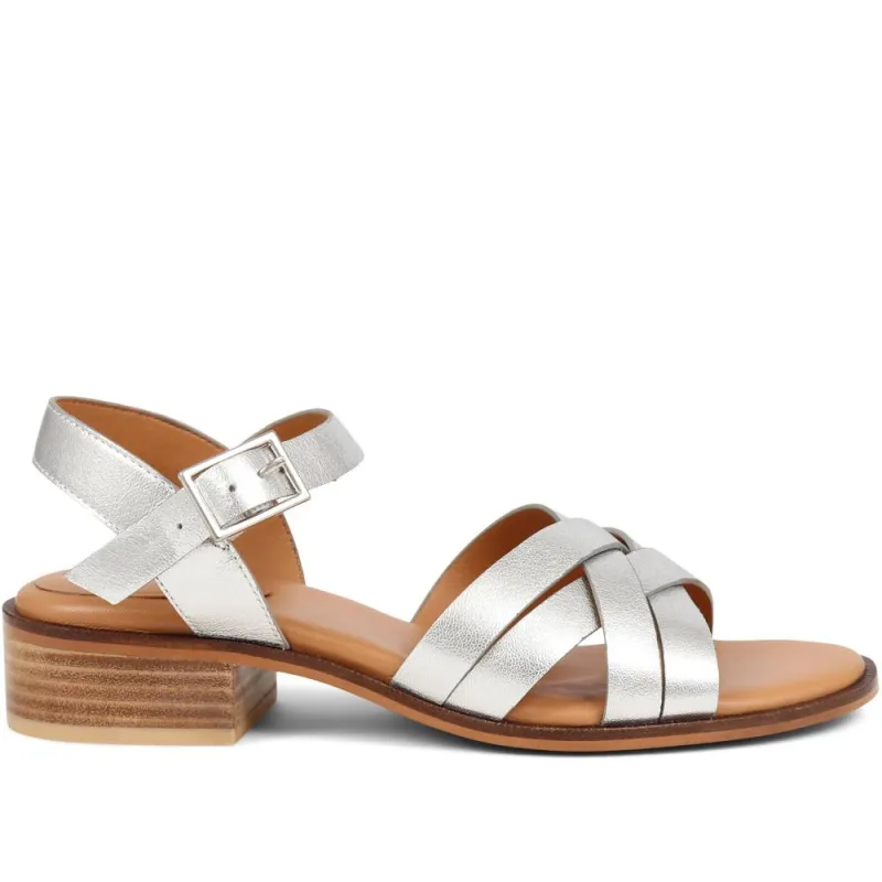 Geovana Leather Sandals  - GEOVANA / 325 042 - Silver sold by Jones Bootmaker