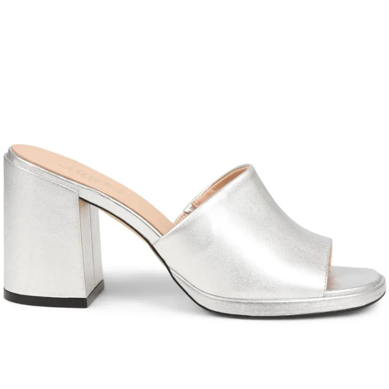 Gracey Heeled Mule Sandals  - GRACEY / 325 039 - Silver sold by Jones Bootmaker