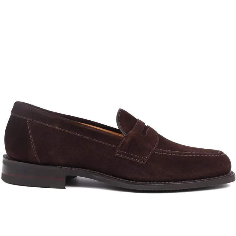 Imperial Goodyear Welted Leather Penny Loafers - IMPERIAL1 / 325 000 - Brown Suede sold by Jones Bootmaker