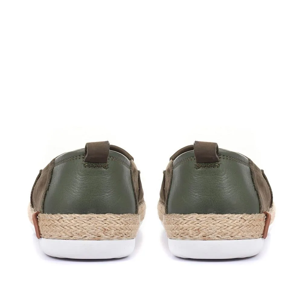 Milan Leather Espadrille Flats - MILAN / 320 085 - Khaki sold by Jones Bootmaker product image thumbnail 3
