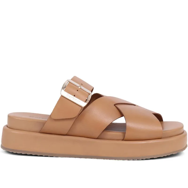 Barbour Annalise Leather Mule Sandals - BARBR39508 / 324 822 - Tan sold by Jones Bootmaker