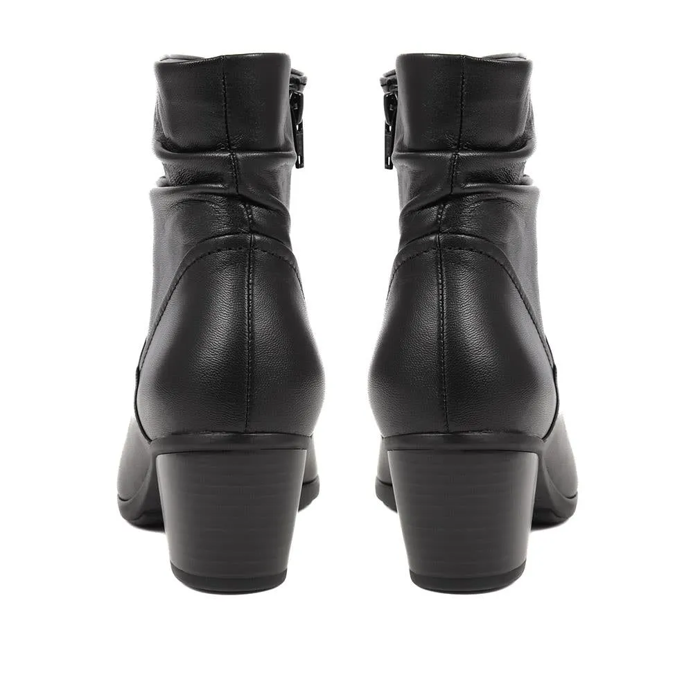 Emblem Heeled Leather Slouch Ankle Boots - GAB38503 / 324 769 - Black sold by Jones Bootmaker product image thumbnail 3