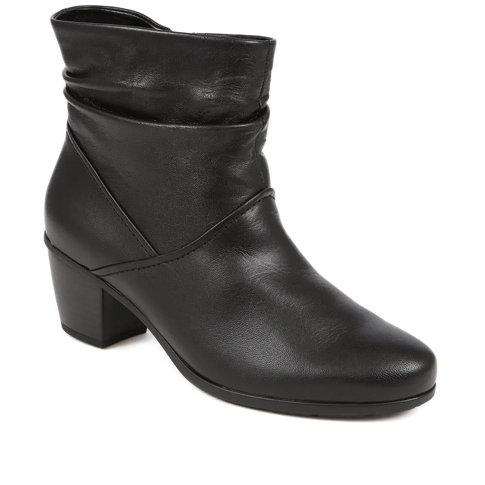 Emblem Heeled Leather Slouch Ankle Boots - GAB38503 / 324 769 - Black sold by Jones Bootmaker product image thumbnail 2