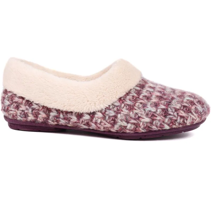 Faux-Fur-Lined Slippers - CARIANA / 324 749 - Purple sold by Jones Bootmaker