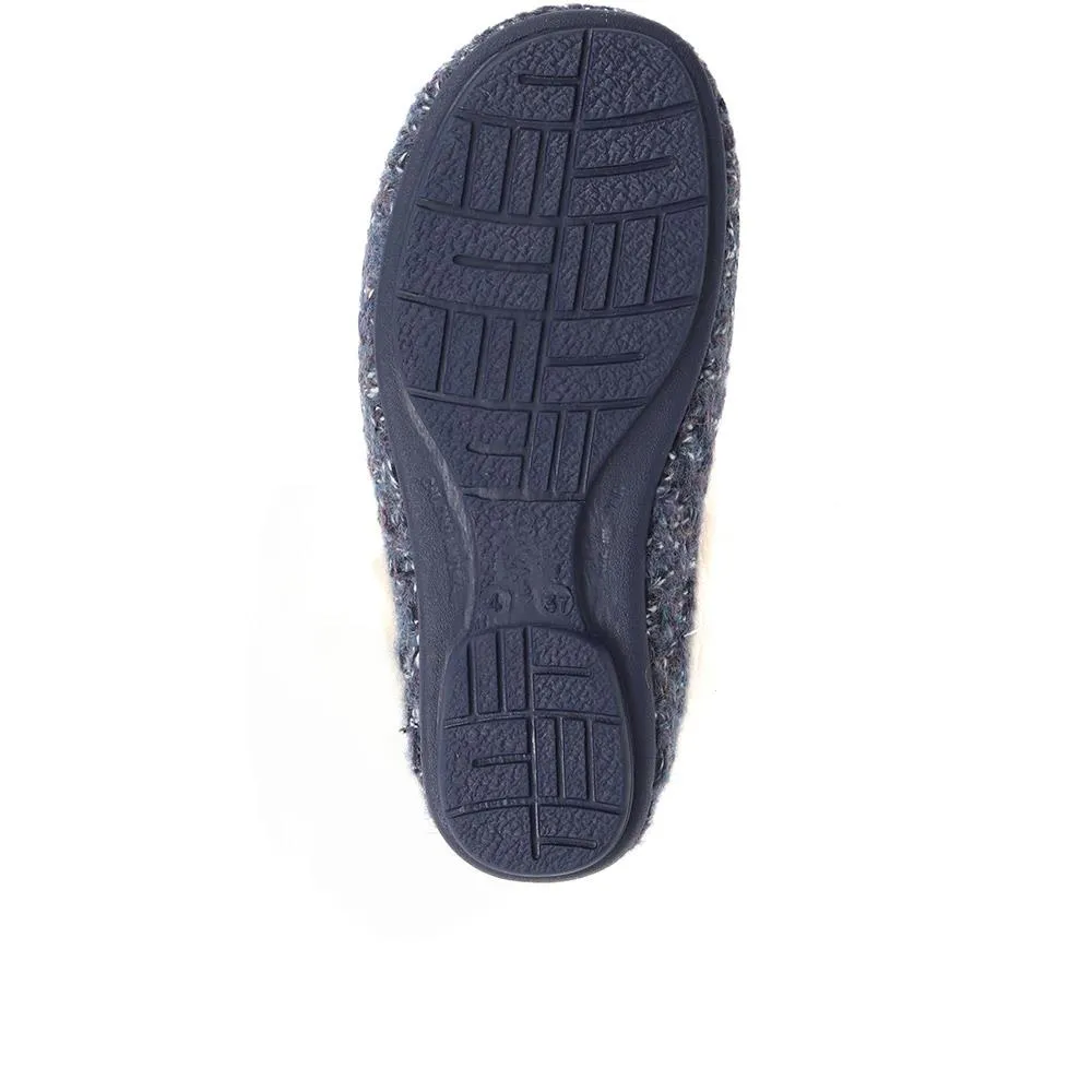Faux-Fur-Lined Slippers - CARIANA / 324 749 - Navy sold by Jones Bootmaker product image thumbnail 4