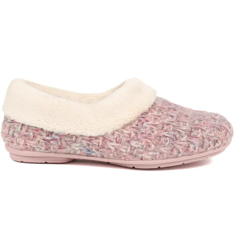 Faux-Fur-Lined Slippers - CARIANA / 324 749 - Pink sold by Jones Bootmaker