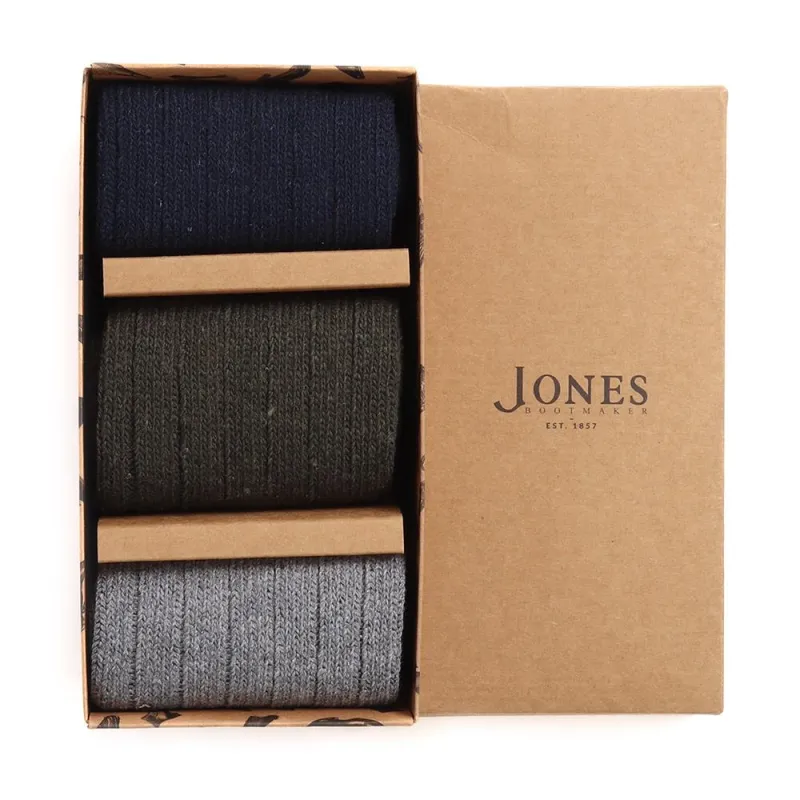 Three Pack Mens Neutral Toned Socks - ASENA38500 / 324 684 - Multi sold by Jones Bootmaker