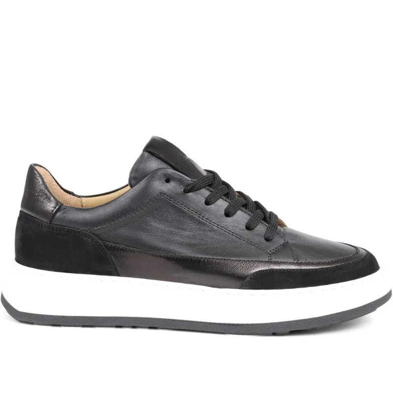 Scarlette Leather Trainers - SCARLETTE / 324 600 - Black sold by Jones Bootmaker
