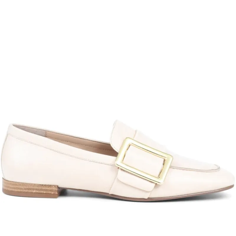 Stefania Leather Slip-On Shoes - STEFANIA / 324 557 - Cream sold by Jones Bootmaker