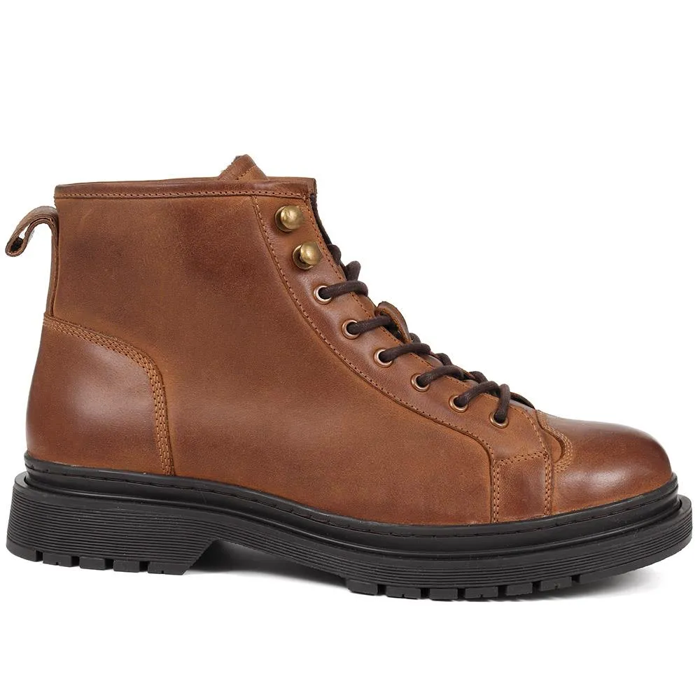 Denzel Leather Lace Up Boots - DENZEL / 324 394 - Tan sold by Jones Bootmaker