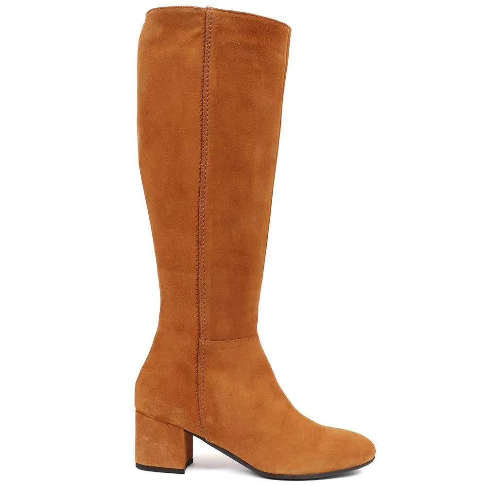 Lou Lous Slim Calf Knee-High Suede Boots - LOULOUS / 324 363 - Cognac sold by Jones Bootmaker