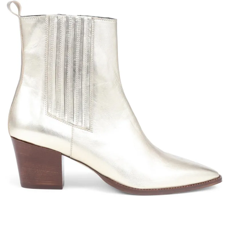 Lizia Heeled Leather Ankle Boots - LIZIA / 324 369 - Gold sold by Jones Bootmaker