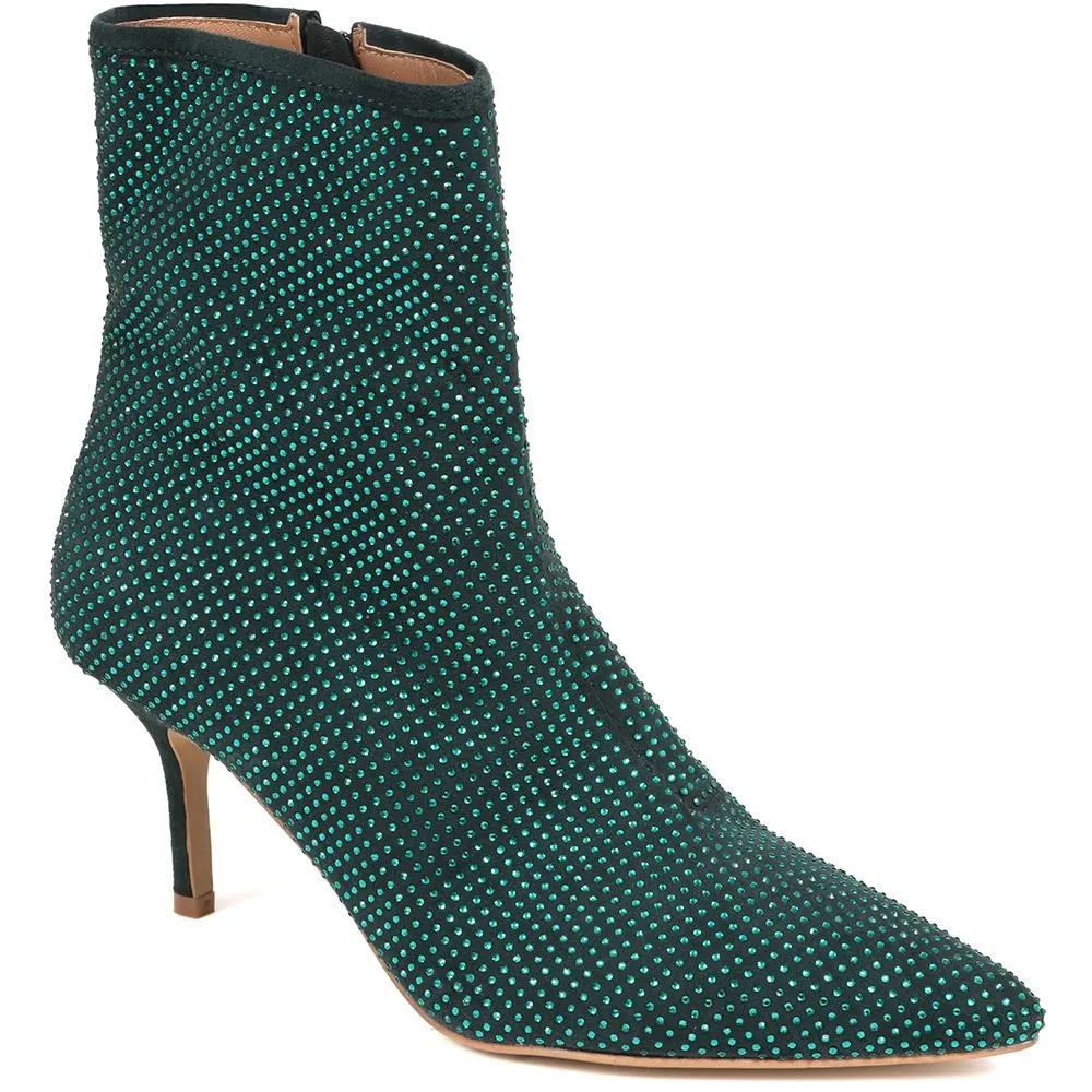 Jewelled Leather Heeled Boots - KHIARA / 324 334 - Green sold by Jones Bootmaker product image thumbnail 2