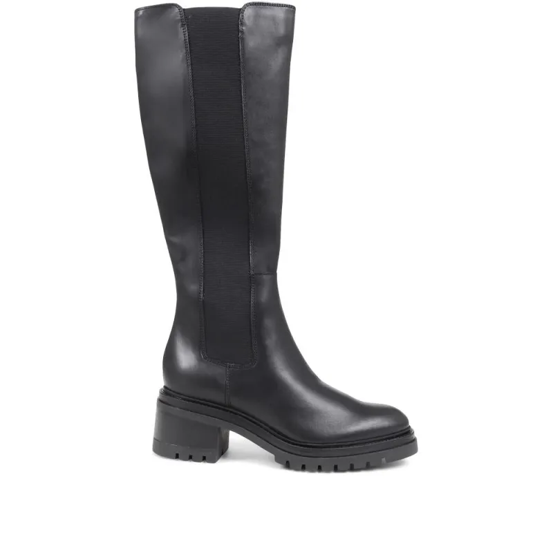 Domenica Leather Knee Length Boots - DOMENICA / 324 253 - Black sold by Jones Bootmaker