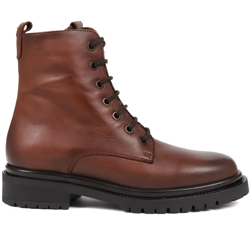 Davi Leather Lace Up Boots - DAVI / 324 255 - Brown sold by Jones Bootmaker