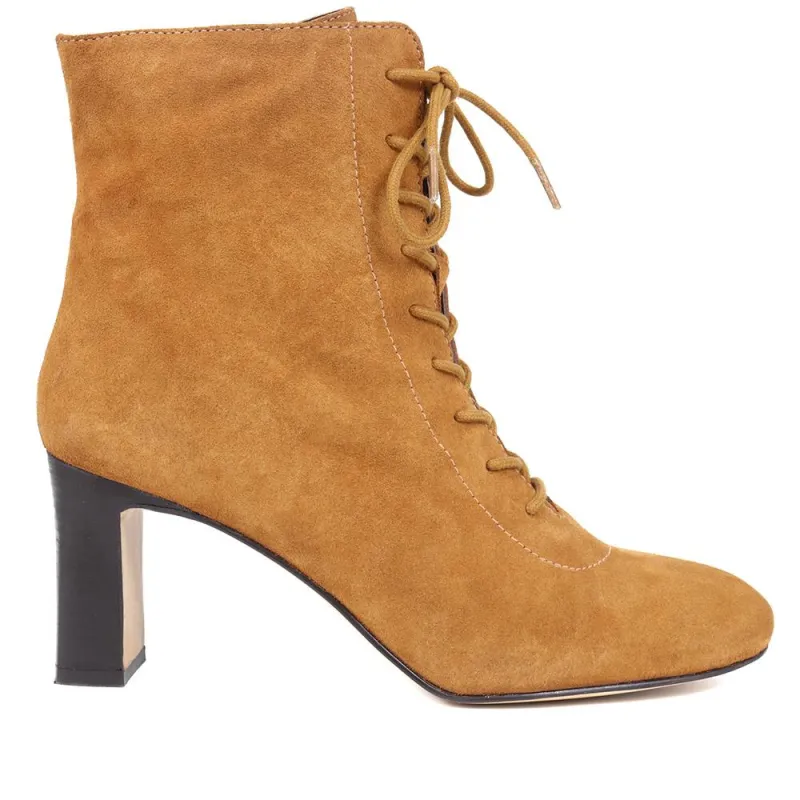 Lorah Leather Lace-Up Boots - LORAH / 324 248 - Cognac sold by Jones Bootmaker