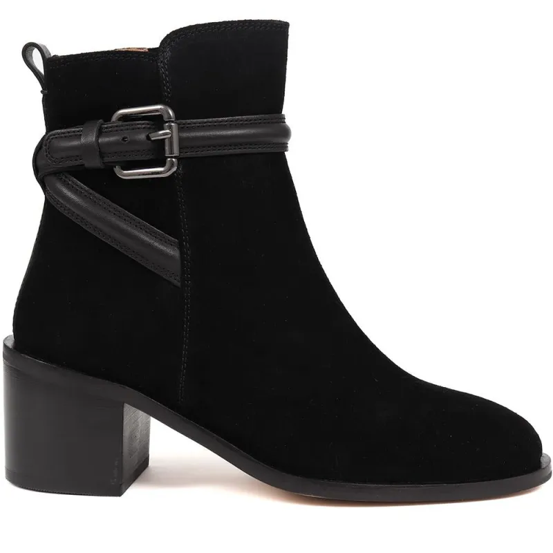 Lisabet Leather Buckle Strap Ankle Boots - LISABET / 324 249 - Black sold by Jones Bootmaker