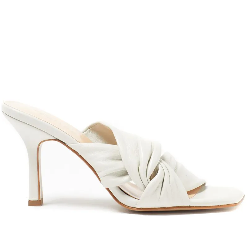 Leather Mule Heels - BLAKELY / 324 026 - Cream sold by Jones Bootmaker