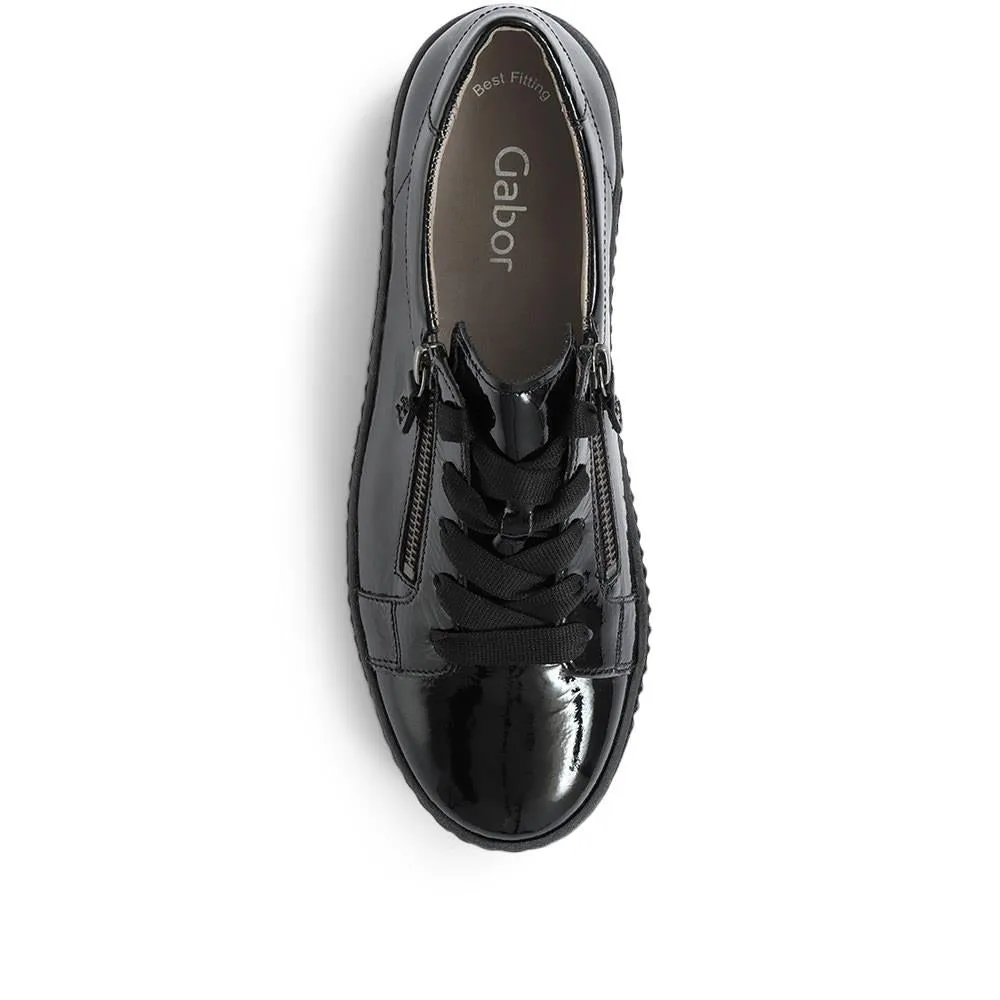 Wisdom Dual Zip Flatform Trainers - GAB31501 / 317 499 - Black Patent sold by Jones Bootmaker product image thumbnail 5