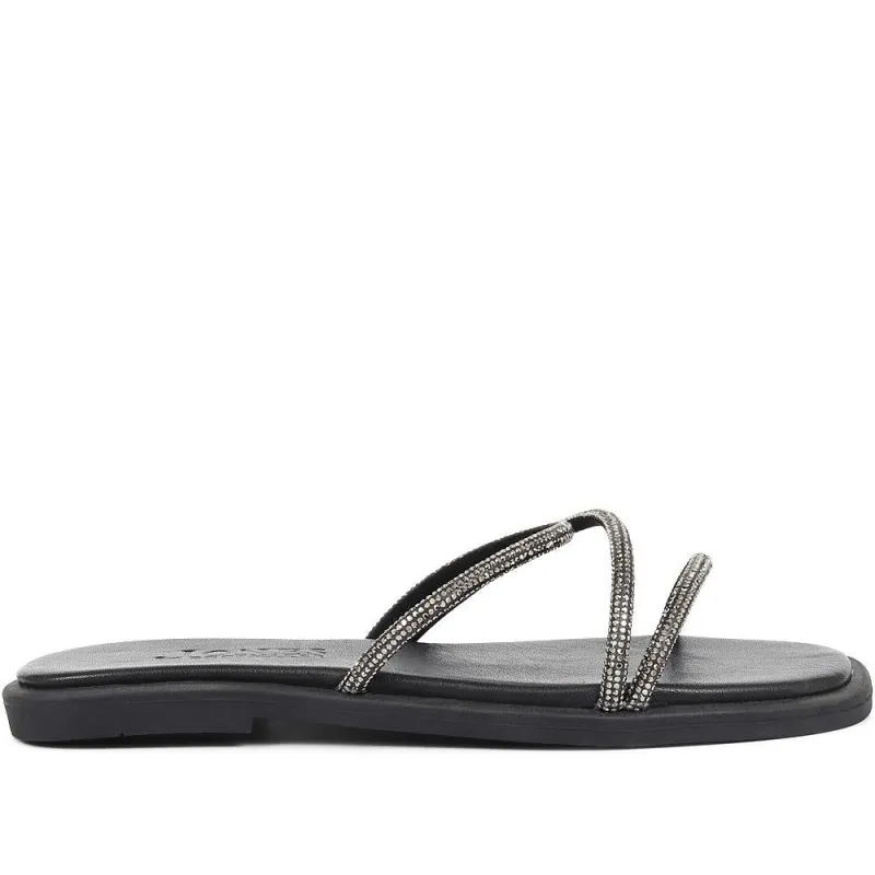 Geanna Embellished Mule Sandals - GEANNA / 323 919 - Black sold by Jones Bootmaker